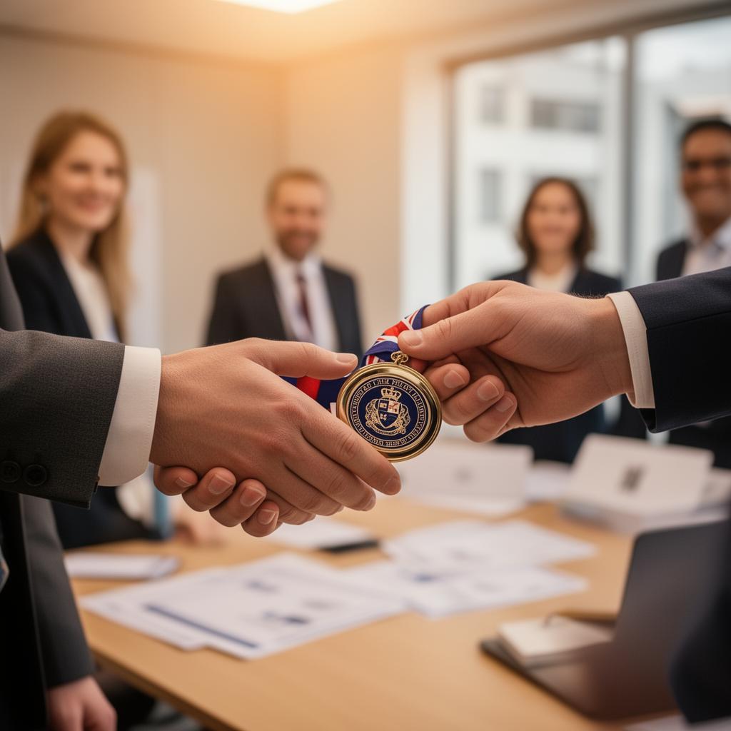 Driver receiving taxi badge