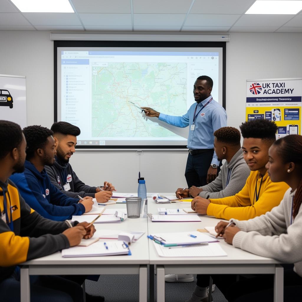 Diverse classroom during BTEC taxi training session