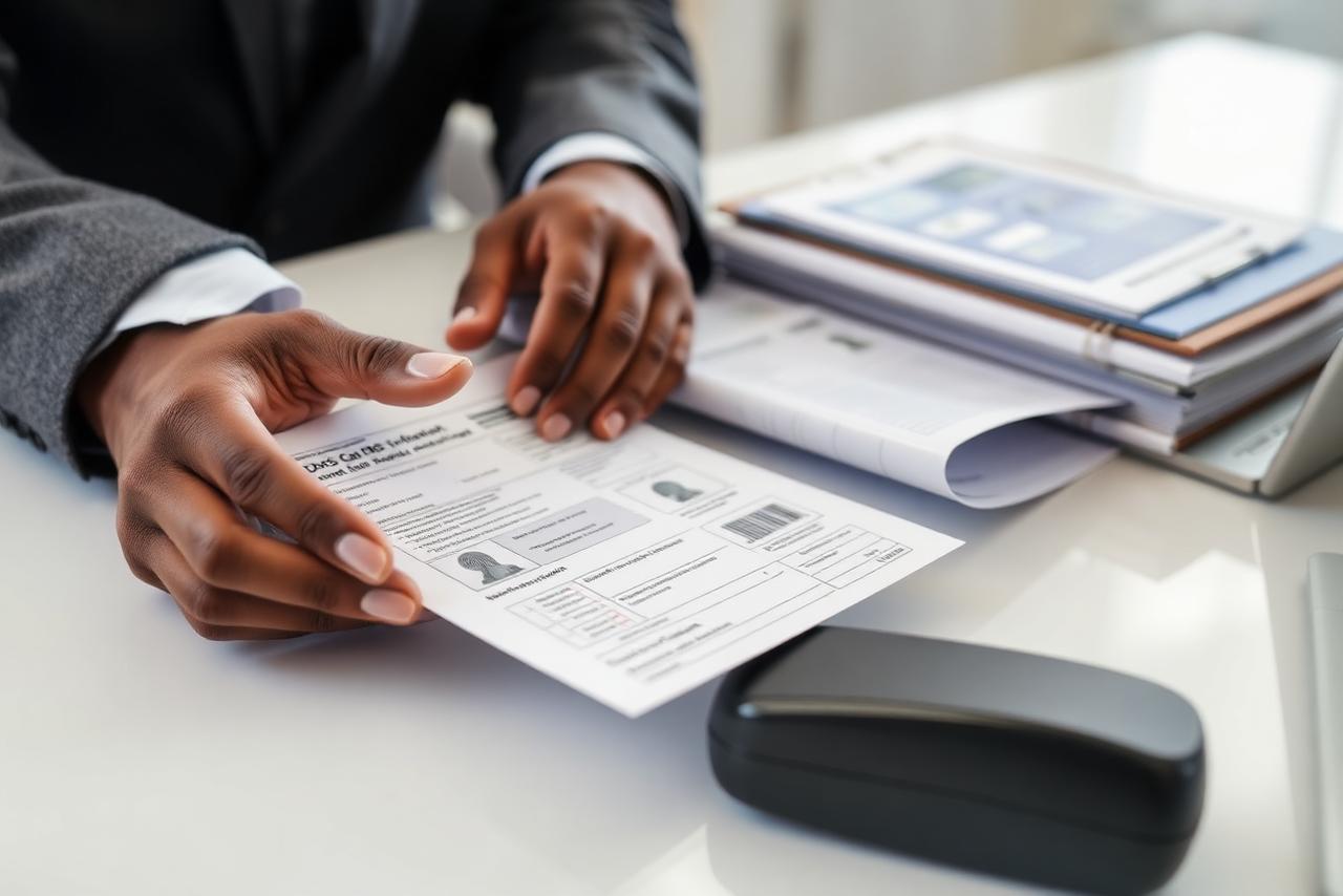 Professional reviewing DBS check documents