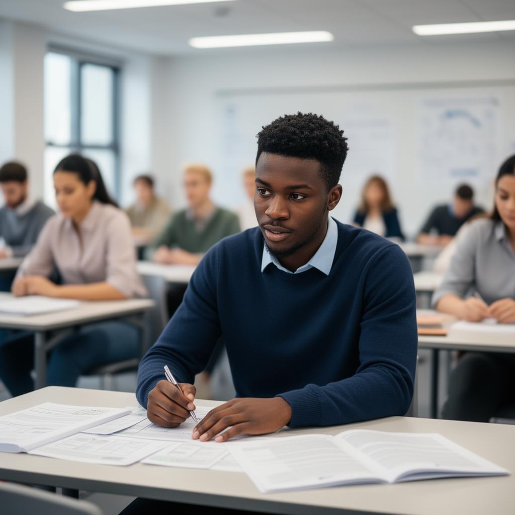 Student during 1-day BTEC assessment at Taxi Academy